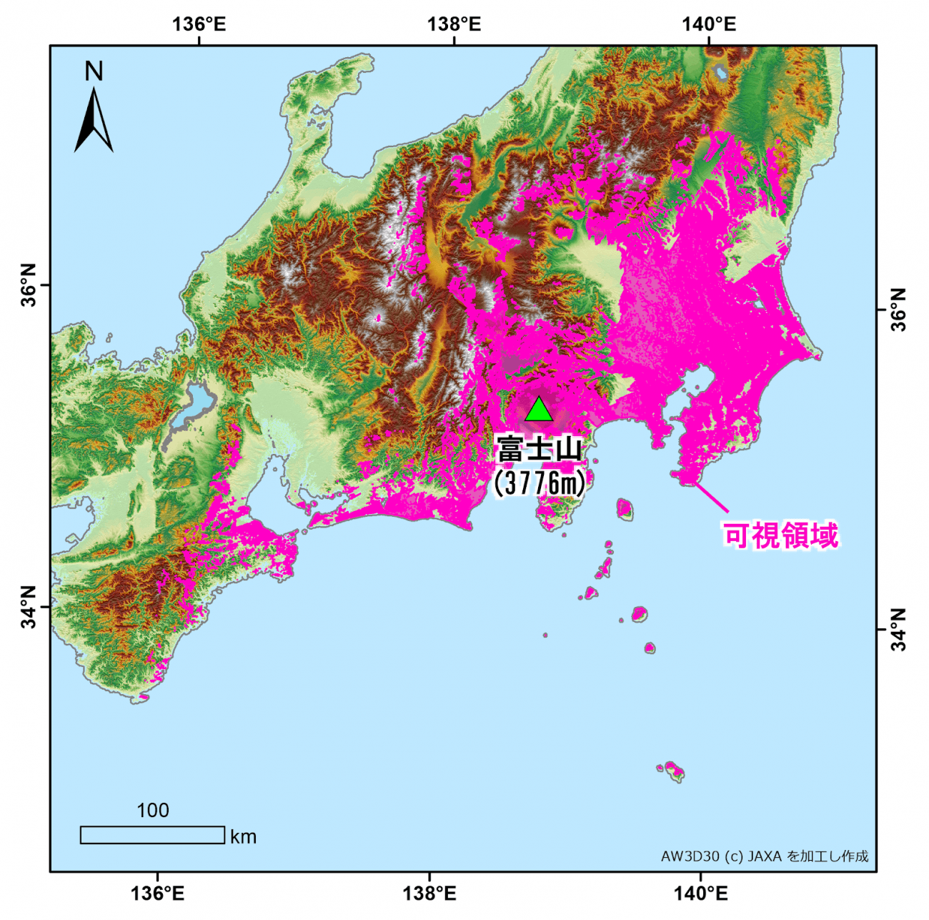 富士山が見える場所はどこまで？標高データから解析！ | 宙畑